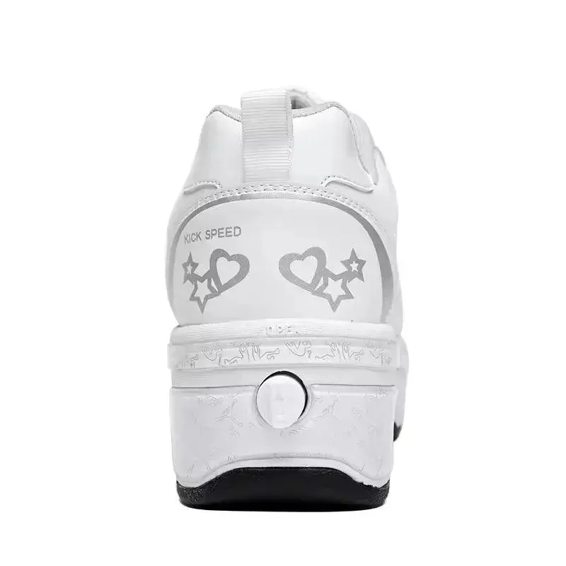 Kick Speed Four-Wheel 2 in 1 Deformation Roller Skate Shoes