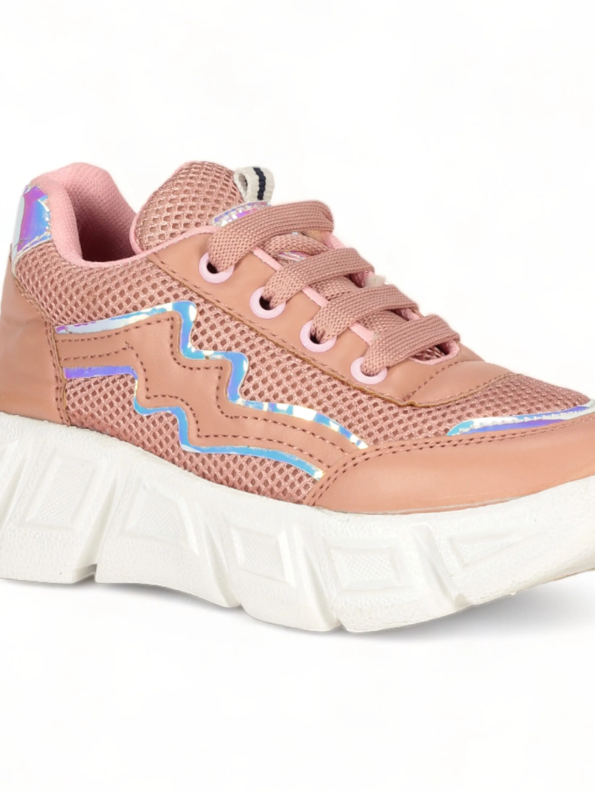 Laced Up Sports Shoes - Peach