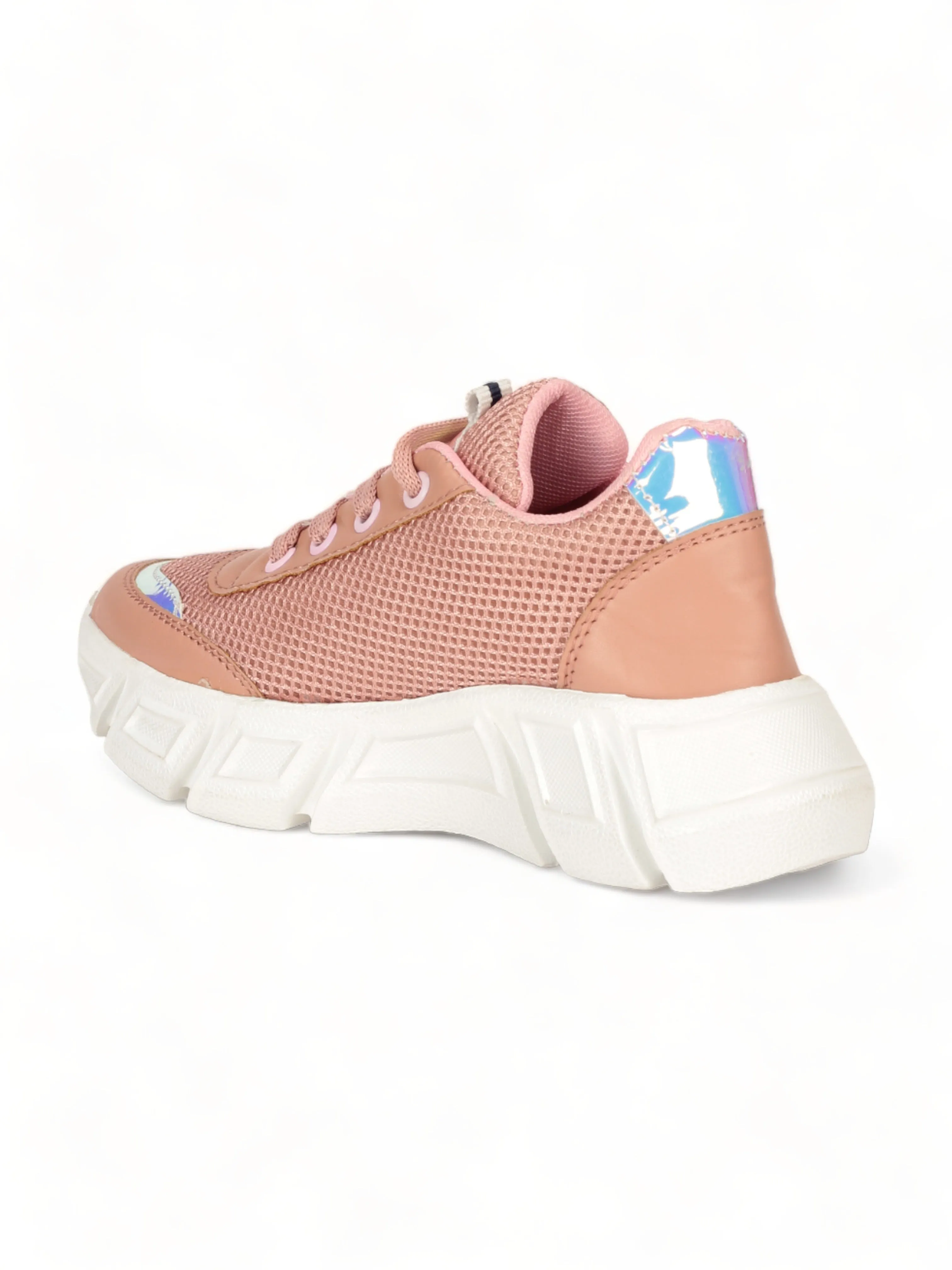 Laced Up Sports Shoes - Peach