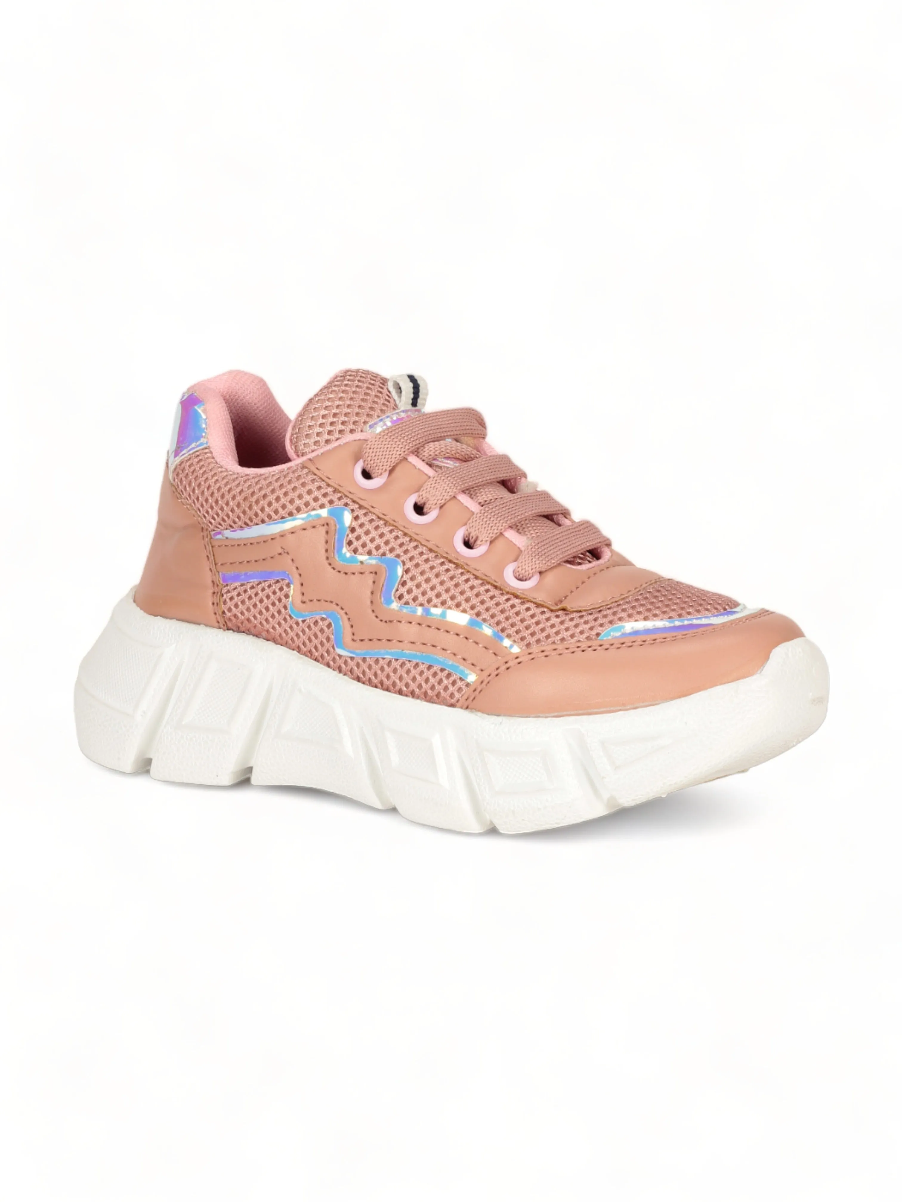 Laced Up Sports Shoes - Peach