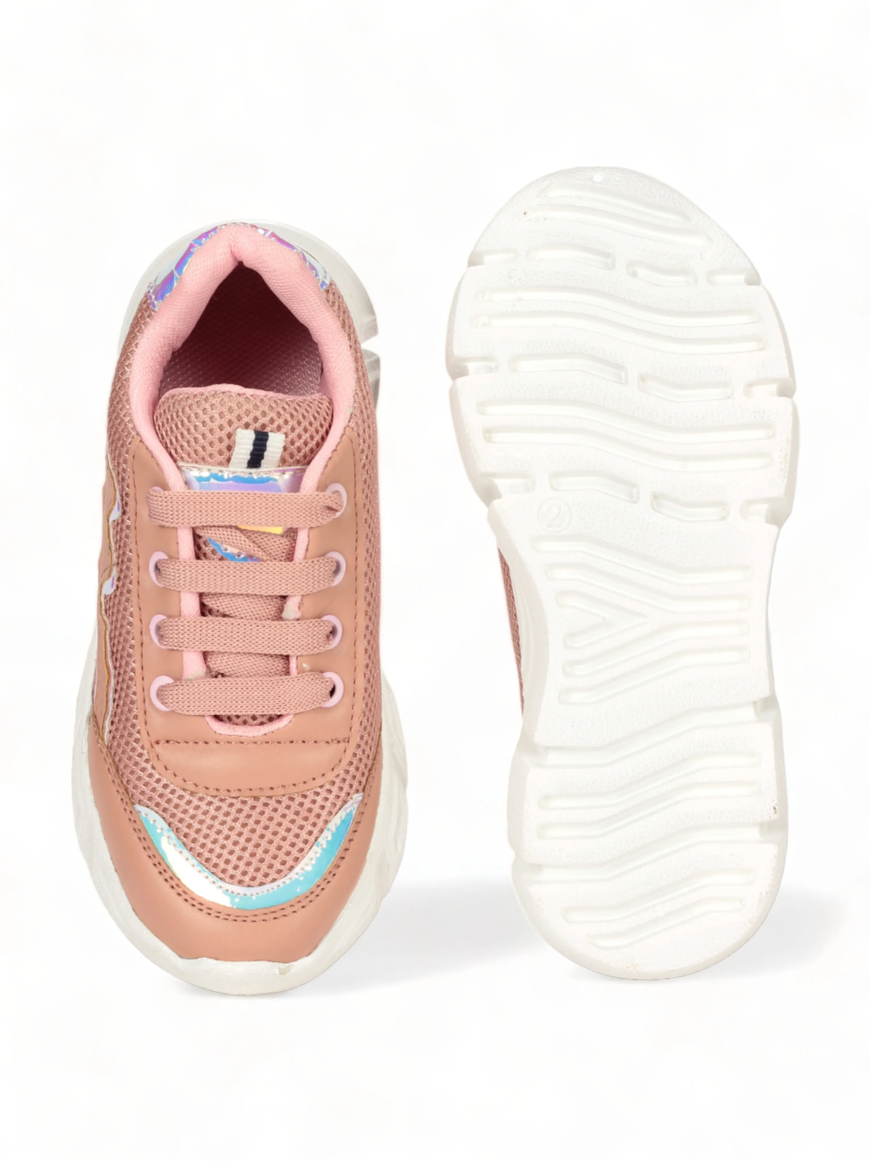 Laced Up Sports Shoes - Peach