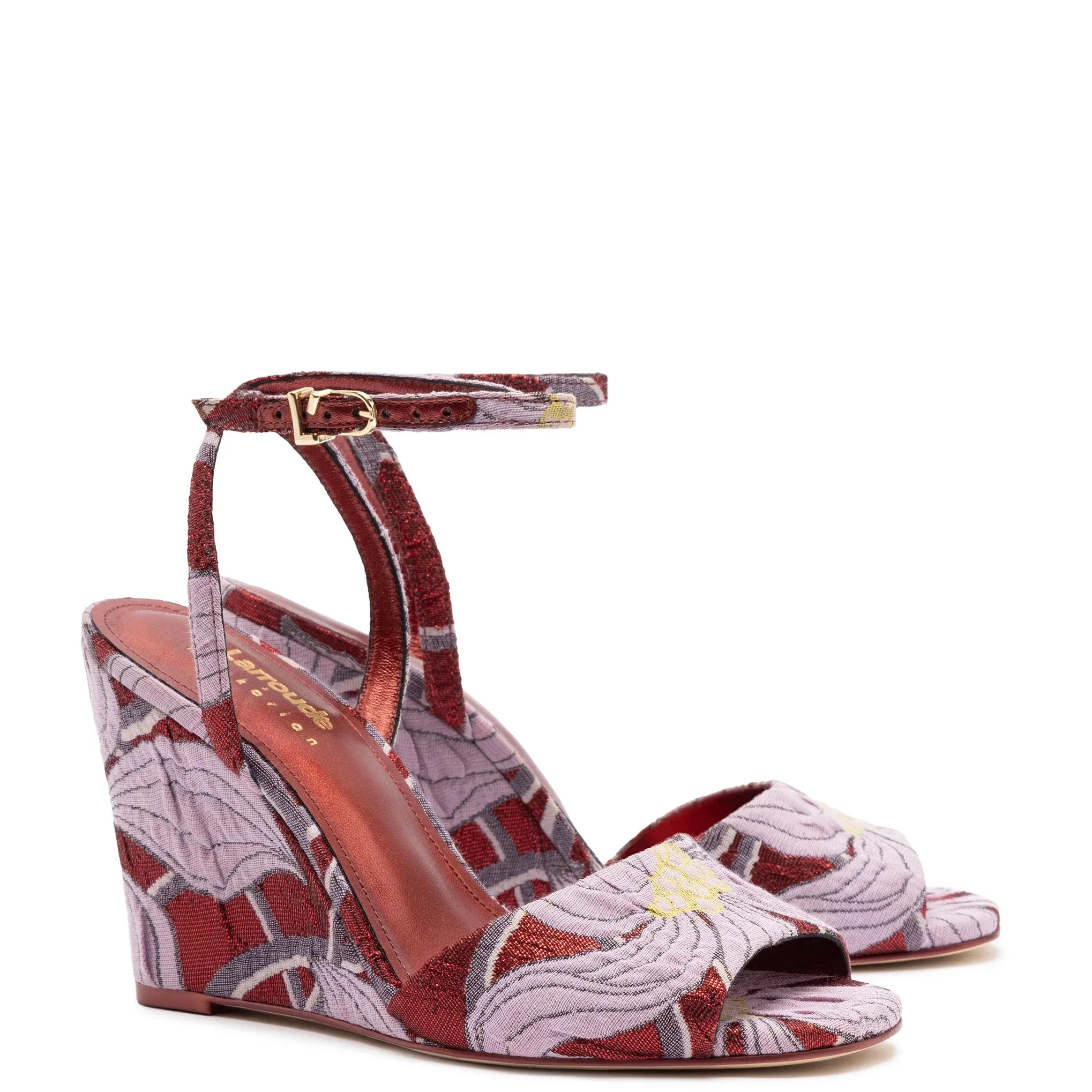 LARROUDÉ x Markarian Wedge In Red Floral Dutel