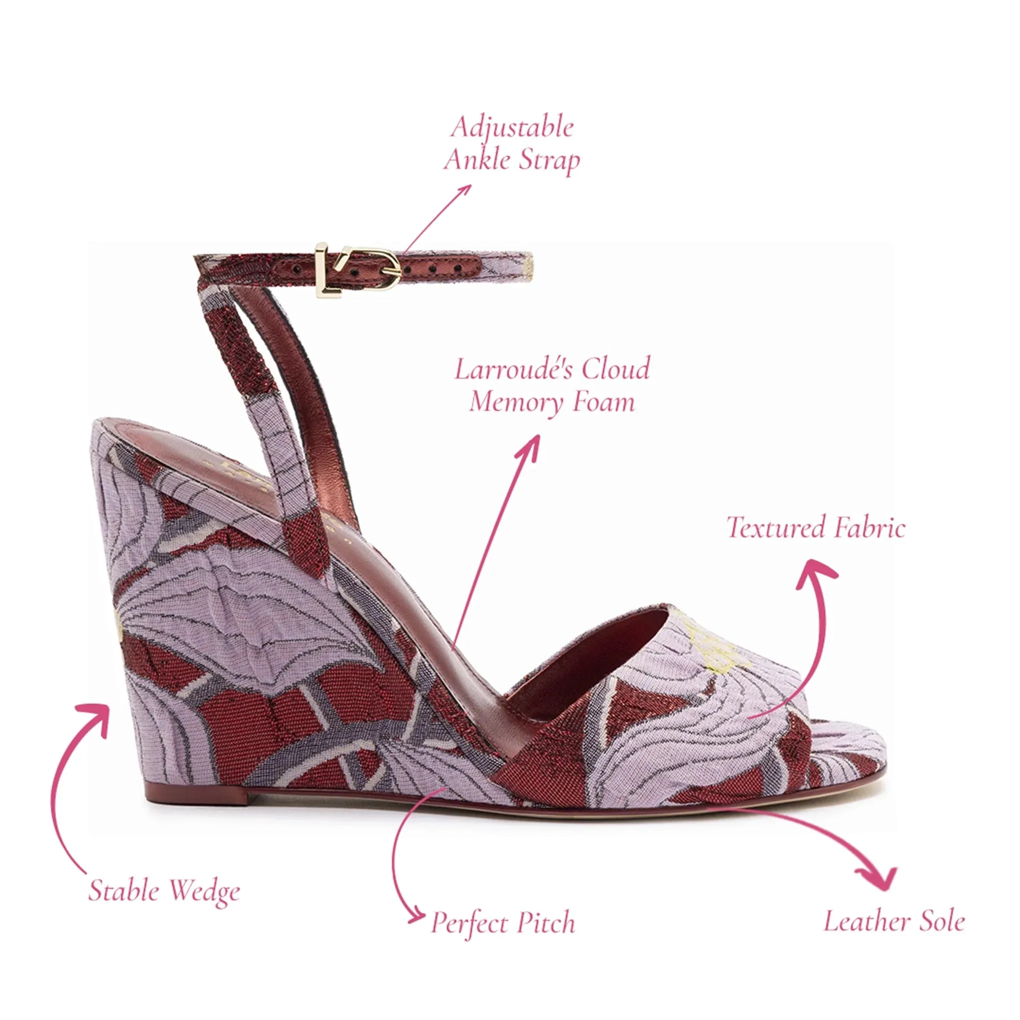 LARROUDÉ x Markarian Wedge In Red Floral Dutel
