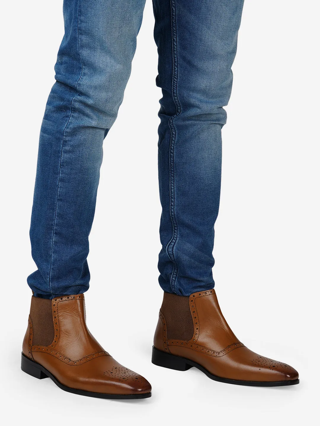 Leather Blocked Mid-Top Chelsea Boots