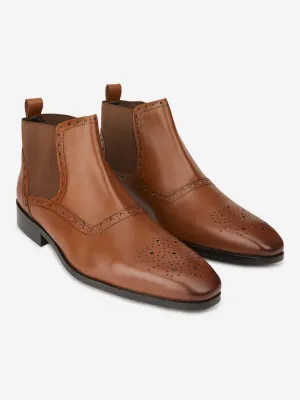 Leather Blocked Mid-Top Chelsea Boots