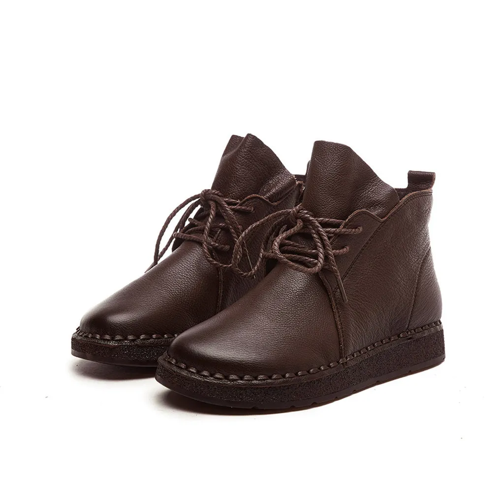 Leather Handmade Retro Short Women's Boots | Gift Shoes