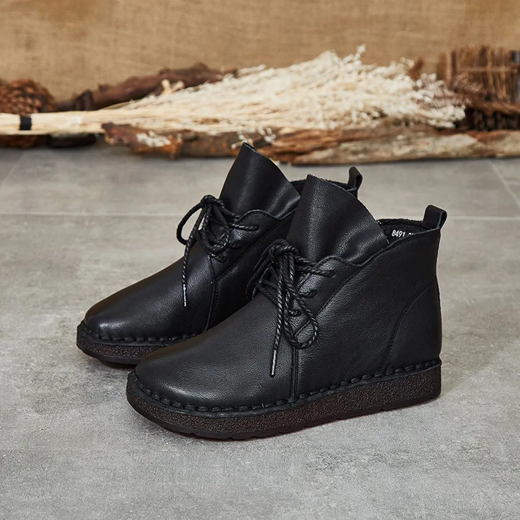 Leather Handmade Retro Short Women's Boots | Gift Shoes