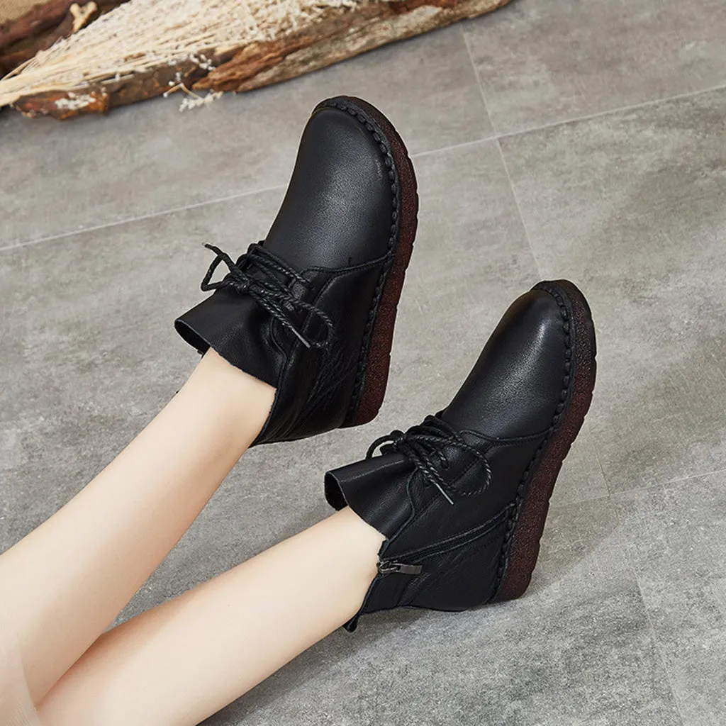 Leather Handmade Retro Short Women's Boots | Gift Shoes