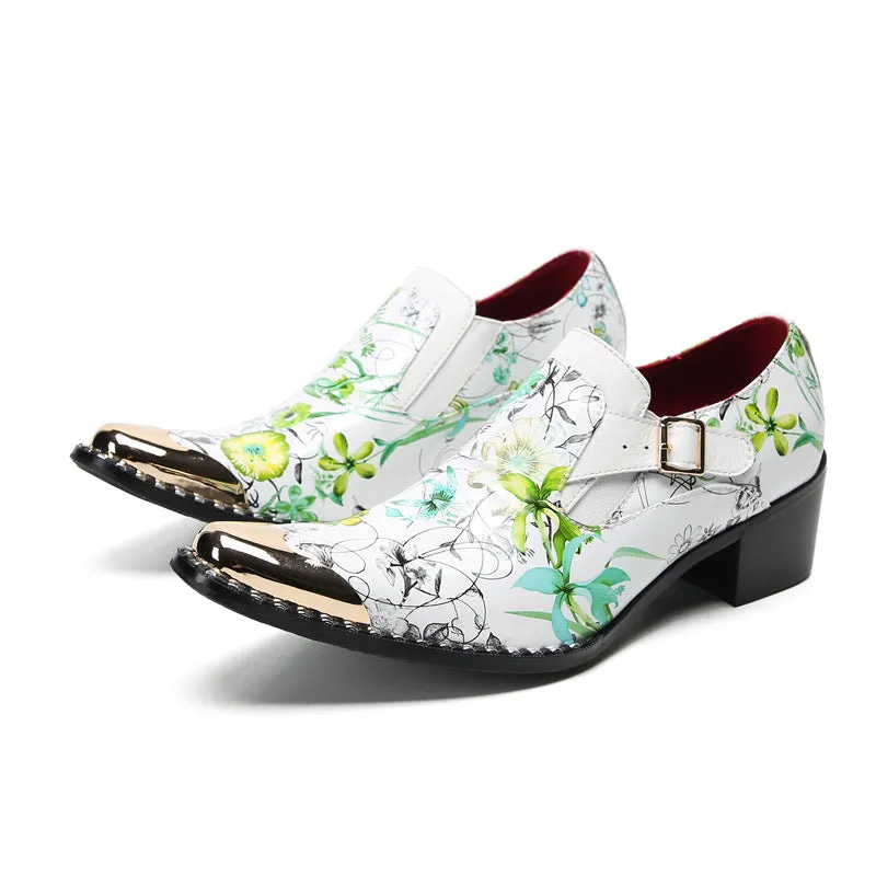 Leather shoes men's business formal wear British pointed hair stylist large size cowhide 2023 new style inner heightening suit wedding shoes