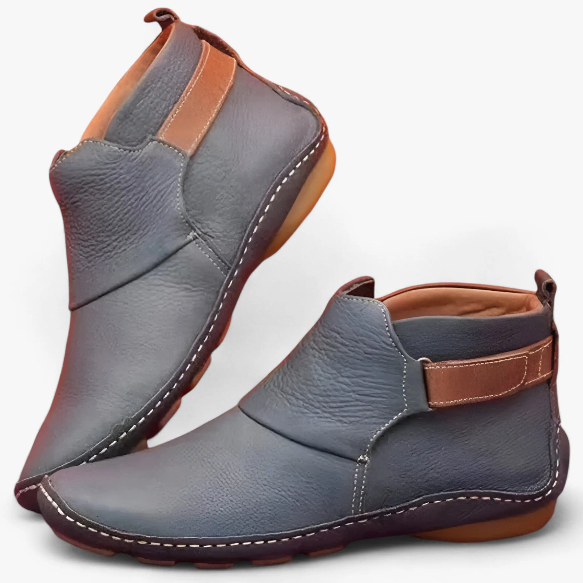 Leather Slip-On Ankle Boots