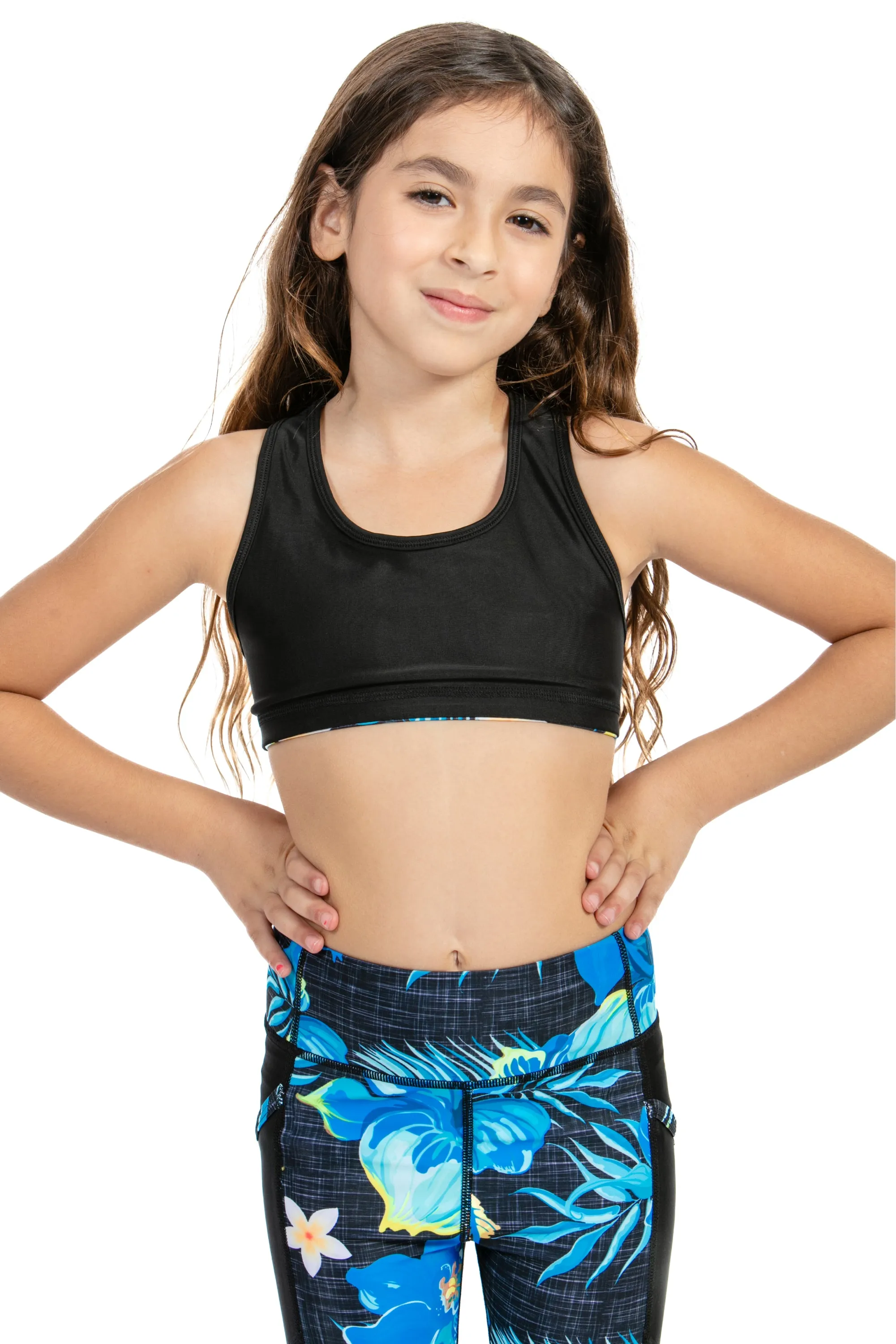 Linen Blossom Girls Reversible Sports Bra