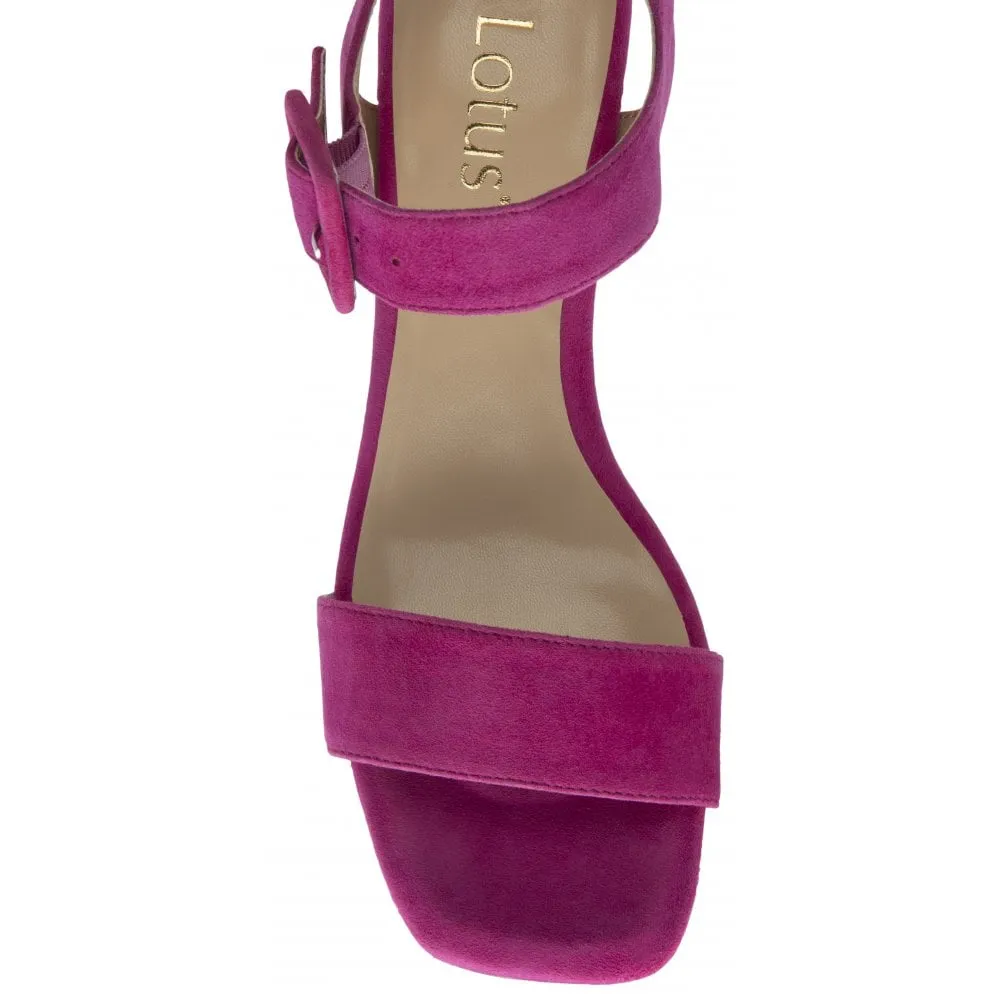 Lotus Occasion Wear Shoe Nora Block Heeled Sandal Suede PINK ULS545