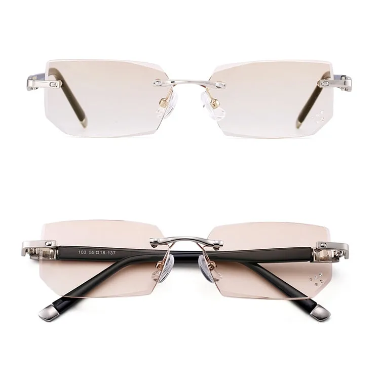 Men Anti Fatigue & Blue-ray Rimless Rhinestone Trimmed Presbyopic Glasses,  3.00D