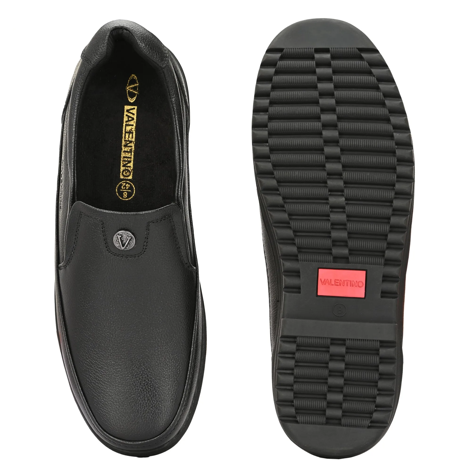 Men Premium Leather Black Slip-On Formal Shoes | Available in sizes 5 UK to 12 UK (Fit-02-Black)