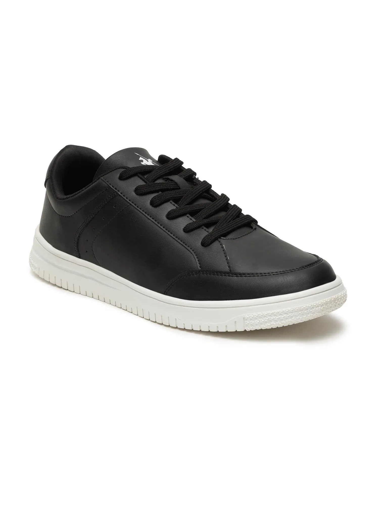 Men's Black Solid Lace-Up Casual Sneakers