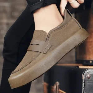 Men's Casual PU Leather Shoes with Mid-Heel