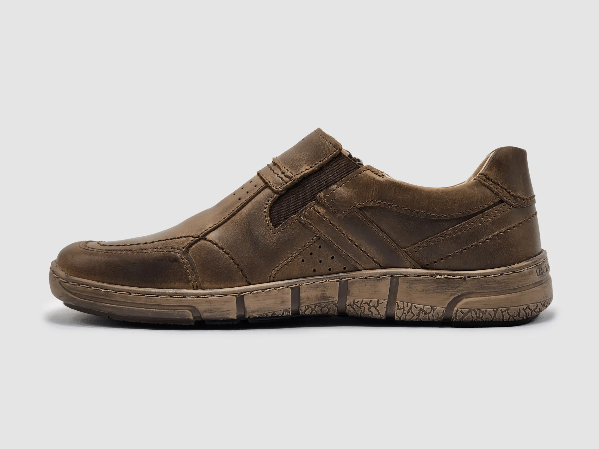 Men's Everyday Zip-Up Slip-On Leather Shoes -  Brown