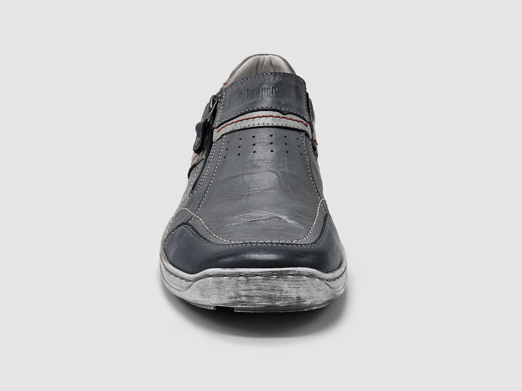 Men's Everyday Zip-Up Slip-On Leather Shoes - Dark Grey