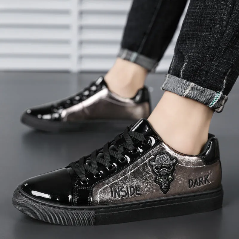 Men's Shoes Summer New Trendy Versatile Low-Top Flat Shoes Men's Black Casual Leather Shoes Trendy Shoes