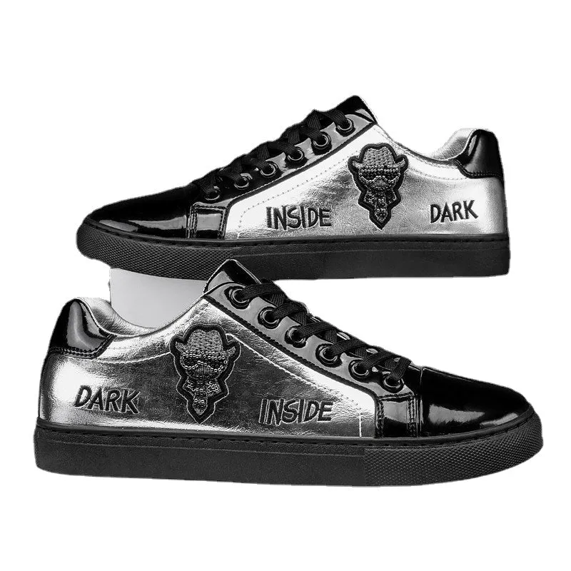 Men's Shoes Summer New Trendy Versatile Low-Top Flat Shoes Men's Black Casual Leather Shoes Trendy Shoes