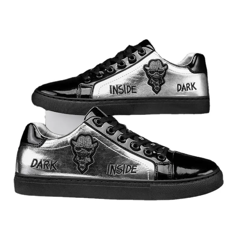 Men's Shoes Summer New Trendy Versatile Low-Top Flat Shoes Men's Black Casual Leather Shoes Trendy Shoes