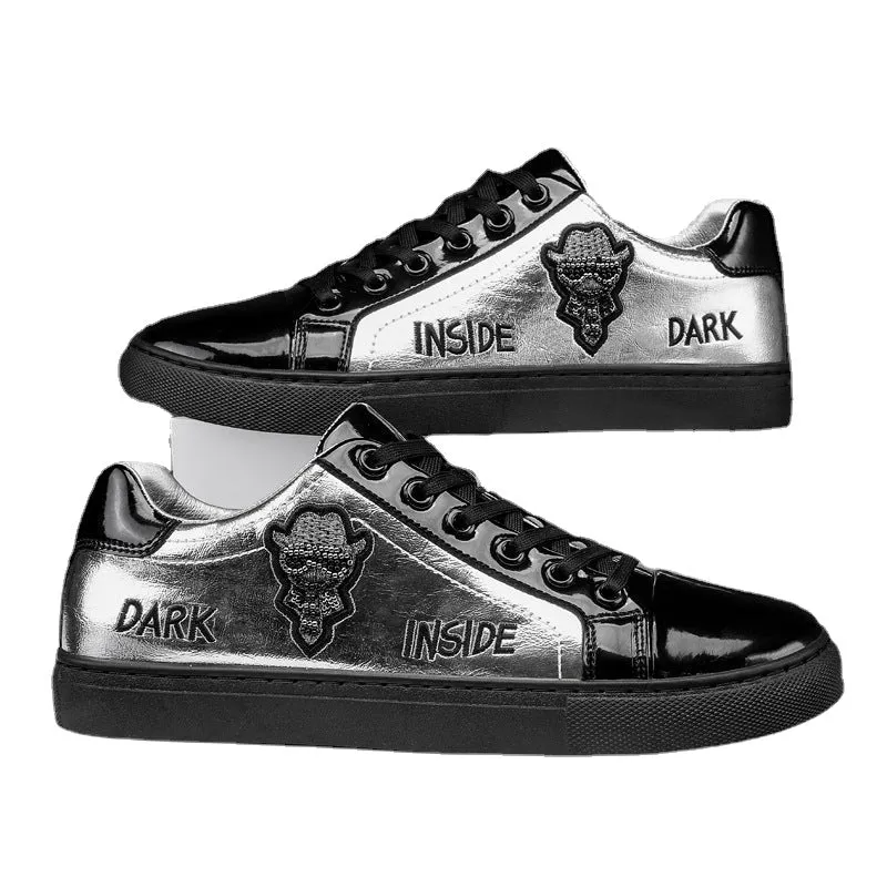 Men's Shoes Summer New Trendy Versatile Low-Top Flat Shoes Men's Black Casual Leather Shoes Trendy Shoes