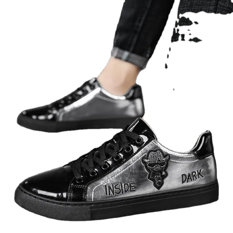 Men's Shoes Summer New Trendy Versatile Low-Top Flat Shoes Men's Black Casual Leather Shoes Trendy Shoes