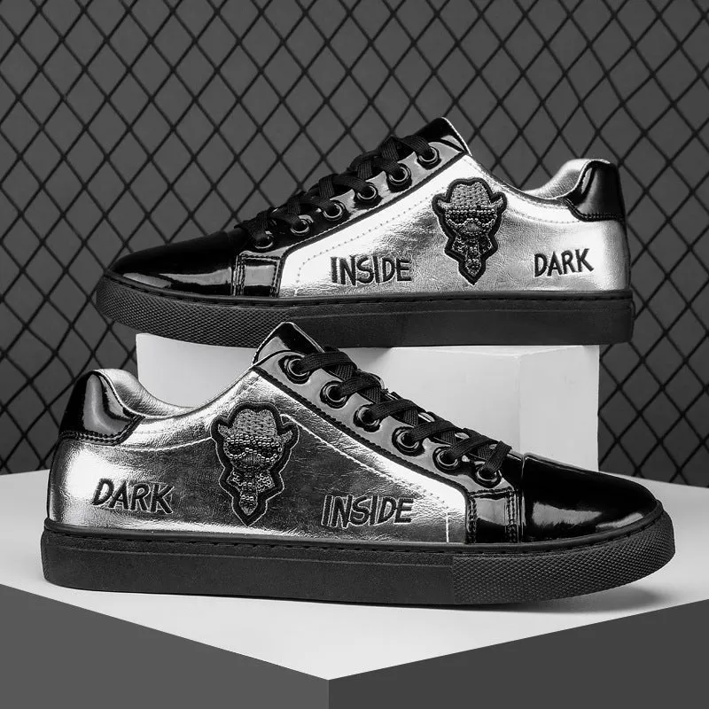 Men's Shoes Summer New Trendy Versatile Low-Top Flat Shoes Men's Black Casual Leather Shoes Trendy Shoes