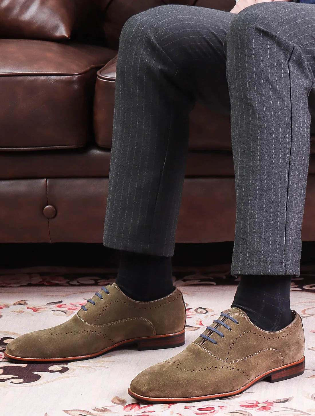 Men's Suede Leather Brogue Oxfords
