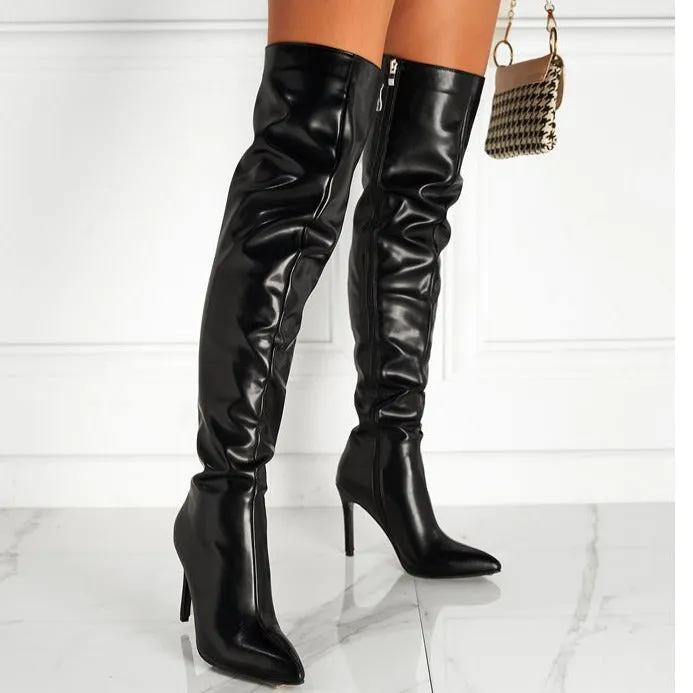 Minimalist Stiletto High-heeled Tall boots