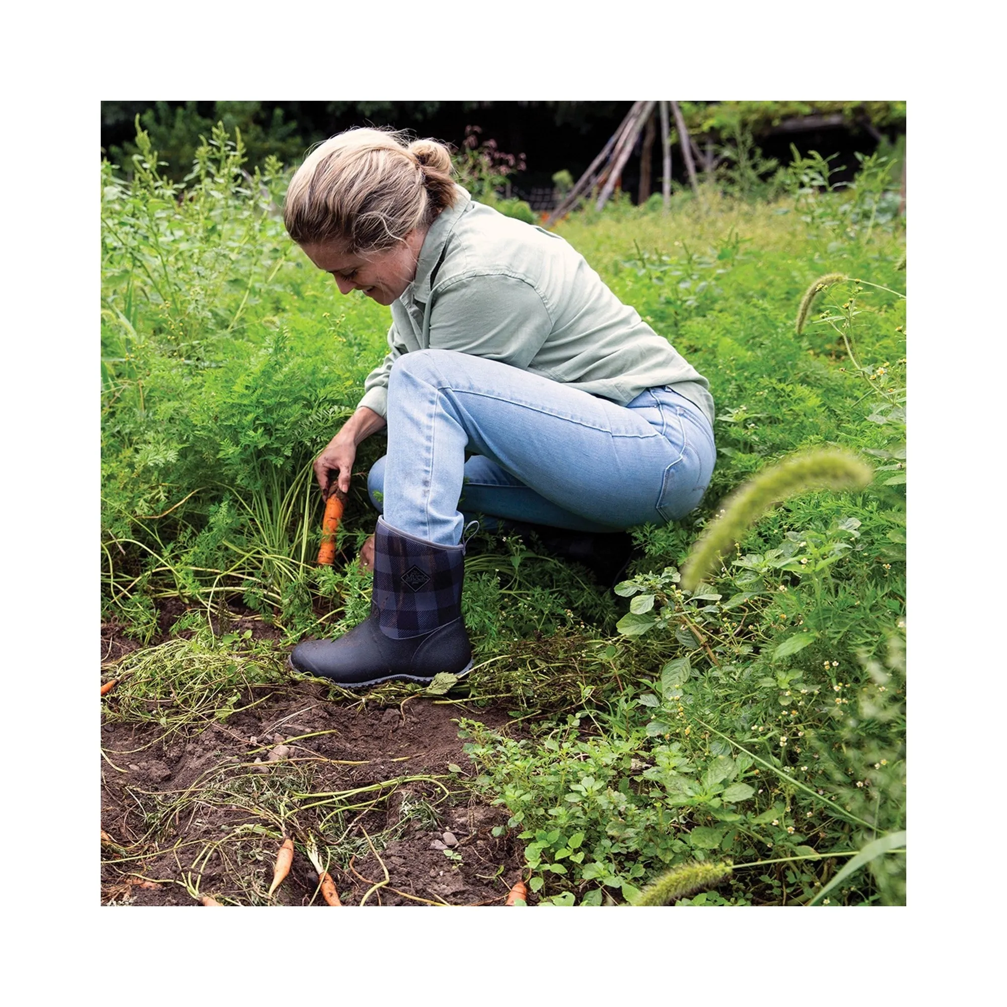 Muck Boots Muckster II Mid Womens Wellington - Black/Grey Plaid