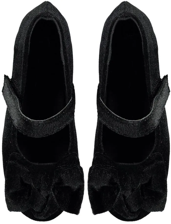 Name it Mini Girl Black Velvet Velcro Shoes with Bow Detail