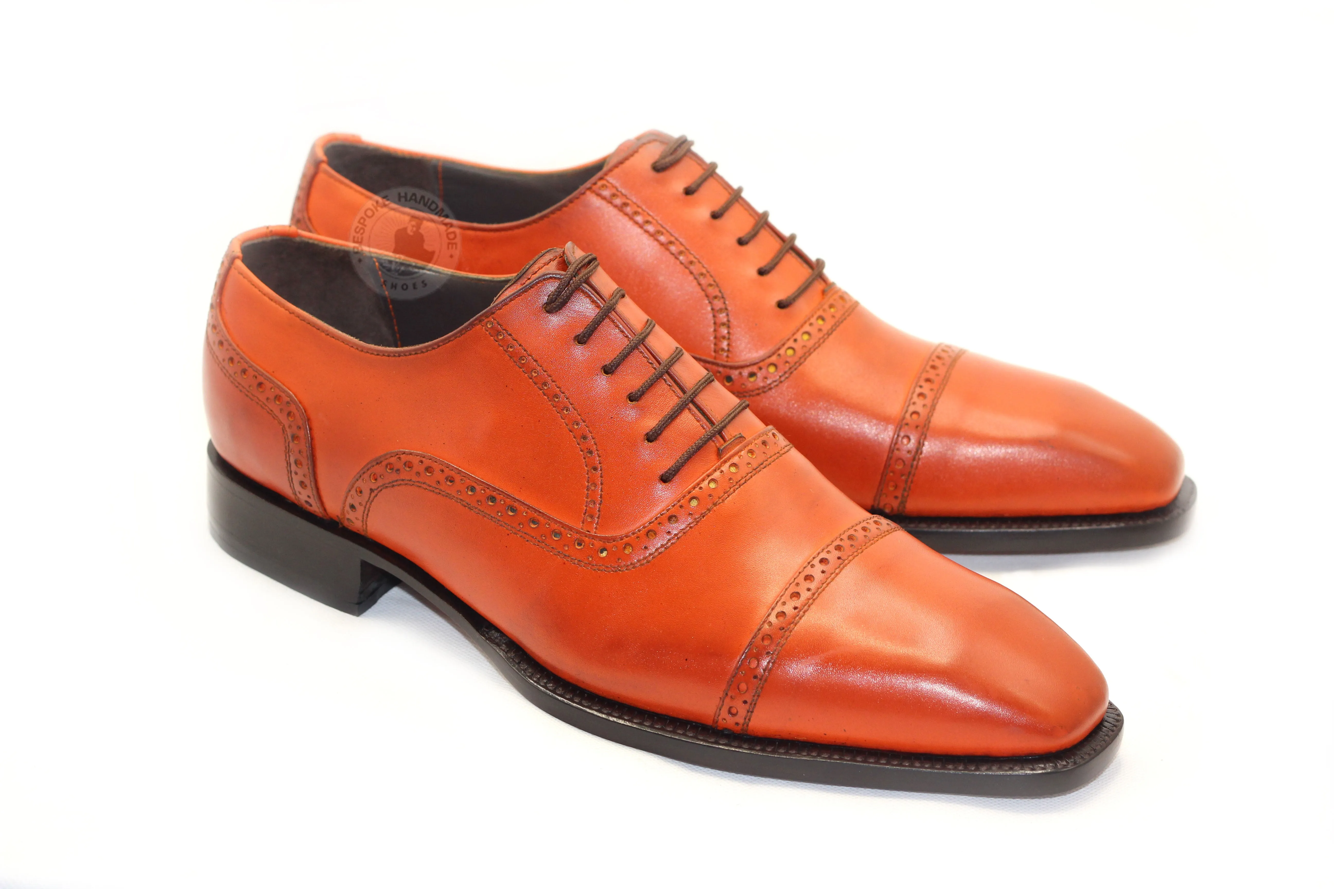 New Tailor made Toe Cap Leather Oxford Lace Up Men's Handmade Dress Formal Shoes