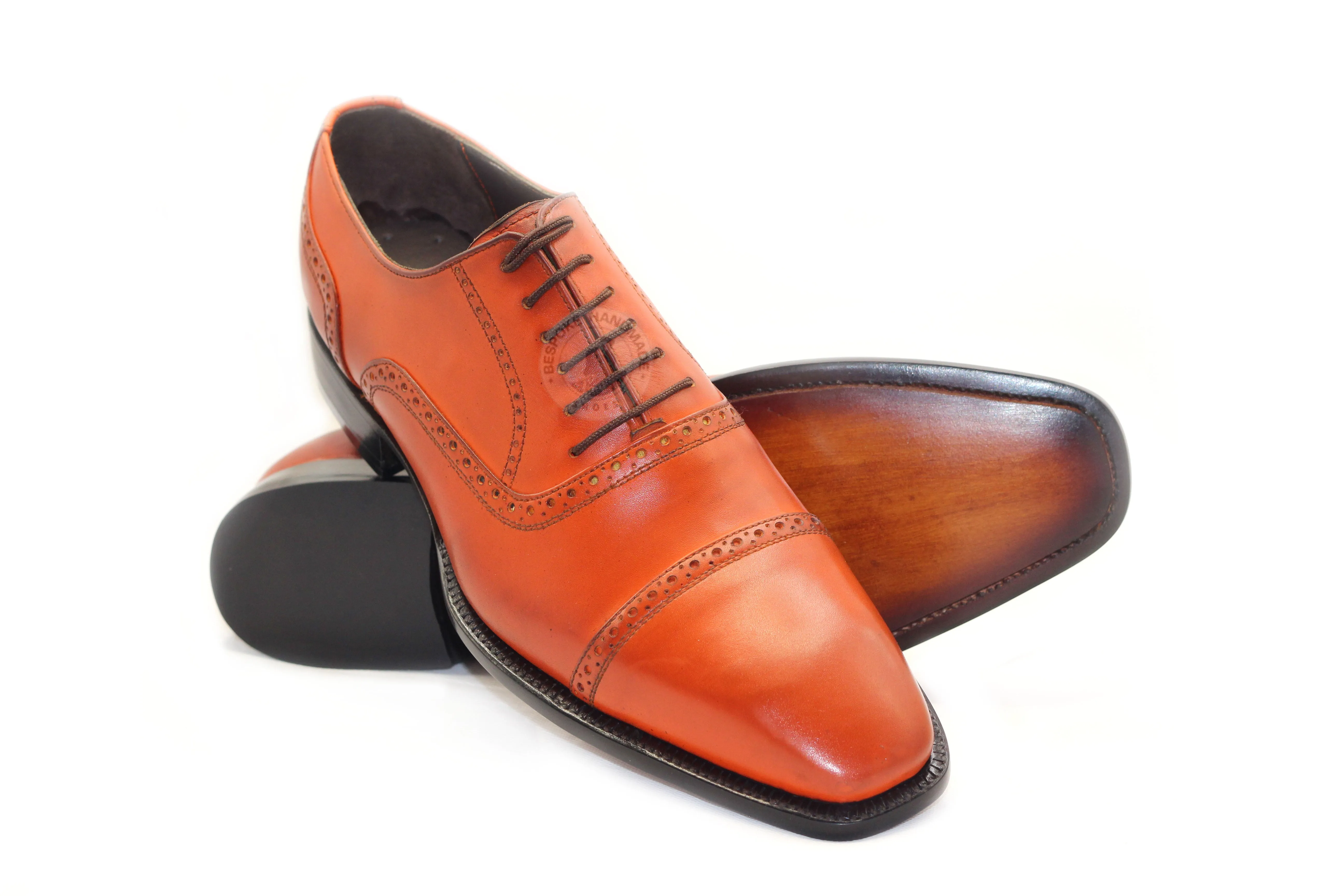 New Tailor made Toe Cap Leather Oxford Lace Up Men's Handmade Dress Formal Shoes