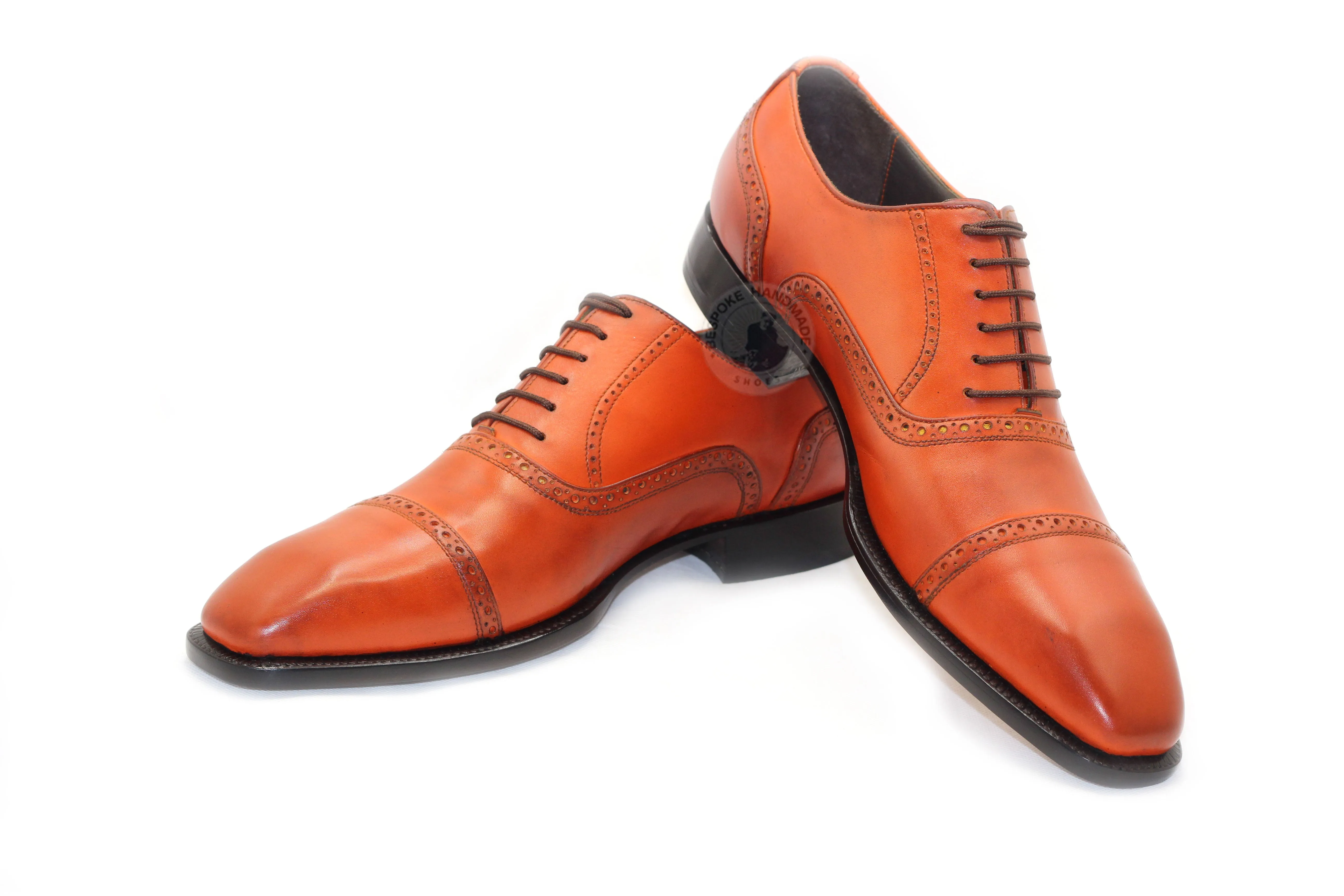 New Tailor made Toe Cap Leather Oxford Lace Up Men's Handmade Dress Formal Shoes