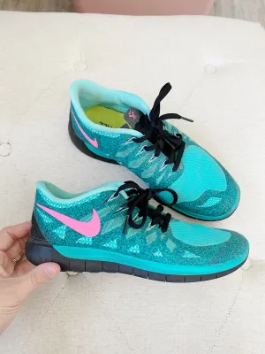 NIKE Free 5.0 Teal Sneakers Women's 8