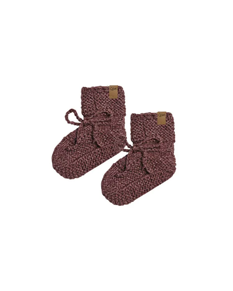 Organic Knit Booties | Plum Heathered
