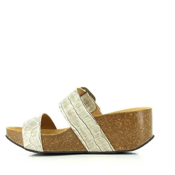 Plakton 273004 Grey Crocodile Women's Wedge Sandals