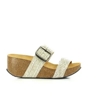 Plakton 273004 Grey Crocodile Women's Wedge Sandals