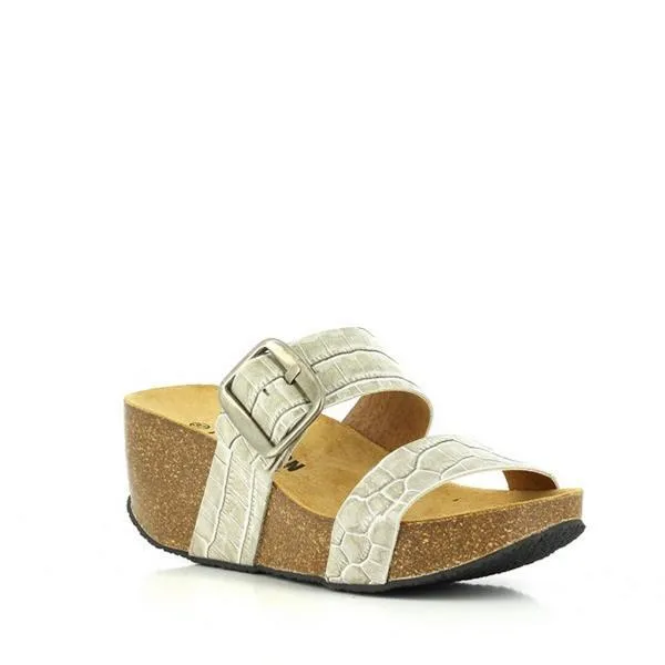 Plakton 273004 Grey Crocodile Women's Wedge Sandals
