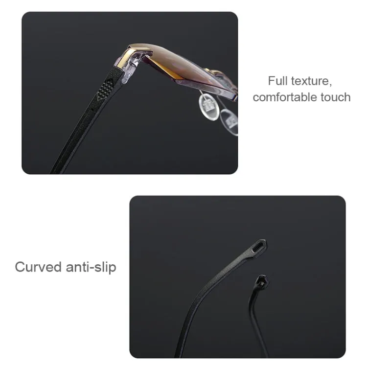 Rimless Anti Blue-ray Blue Film Lenses Presbyopic Glasses,  1.50D(Brown)