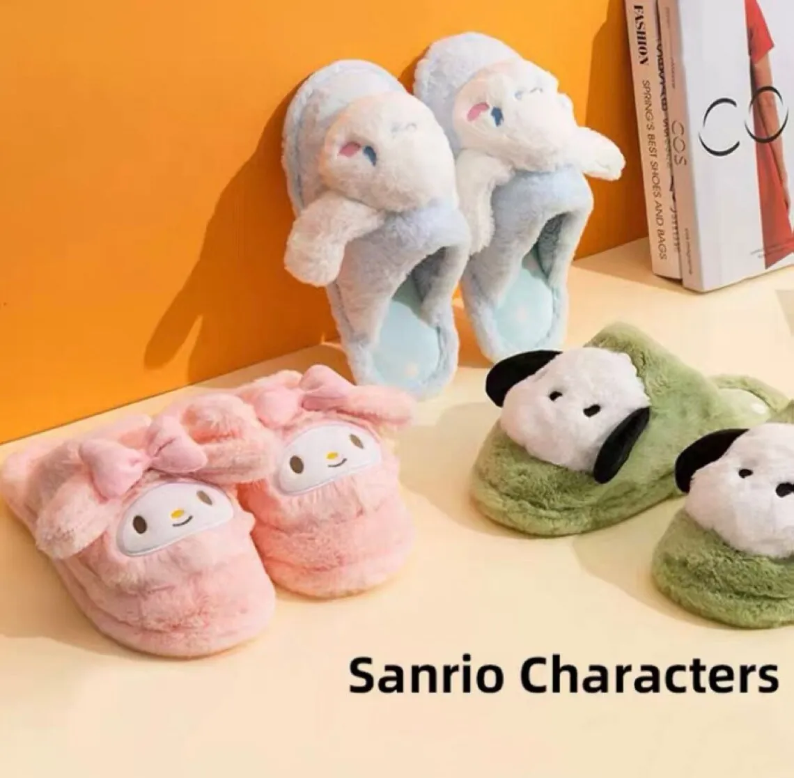 Sanrio Kuromi Purple Fluffy Big Head Fur Winter Slippers