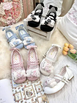 Sheep Puff~Mimitty Rabbit~Kawaii Lolita Low Heel Shoes Plush Bunny Spring Lolita Shoes