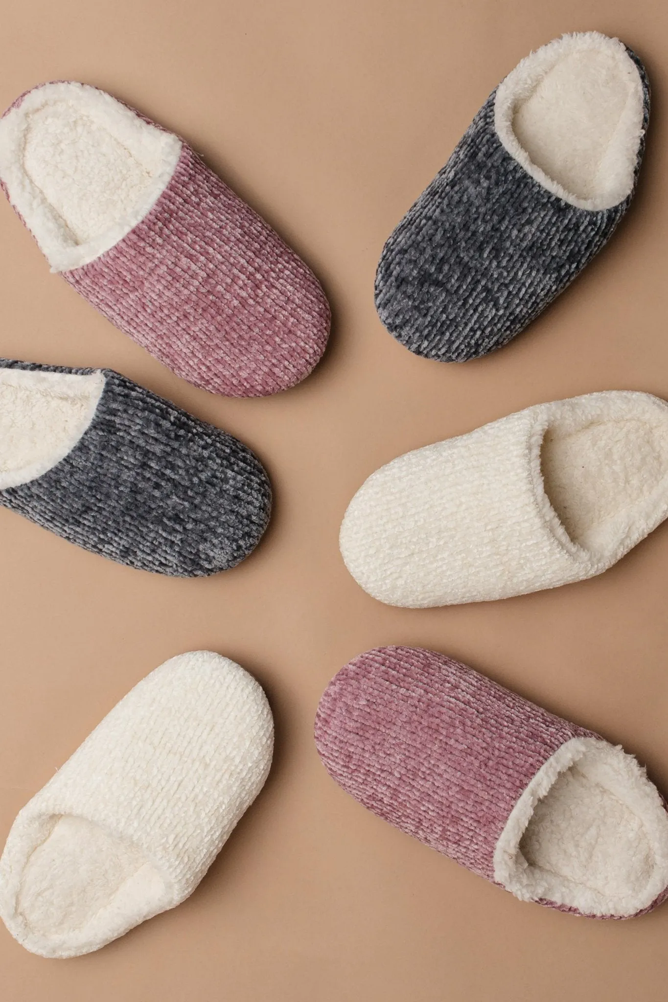 She'll Never Wear Shoes Again Chenille Slippers In Ivory