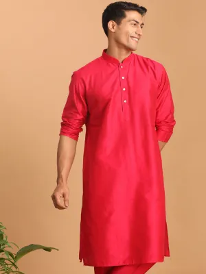 SHRESTHA By VASTRAMAY Men's Valentino Pink Viscose Kurta