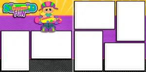 Skateboard Fun Girl - Digital Scrapbook Pages - INSTANT DOWNLOAD