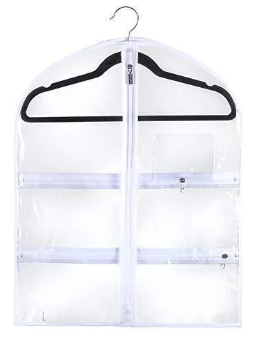 Small Clear Dance Garment Bag 19 inch x 24 inch Suit, Dress, and Costumes Hanging Travel Storage for Clothes, Shoes, and Accessories Water-Resistant Organizer