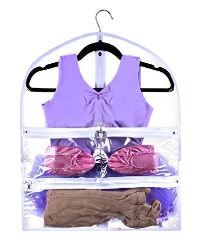 Small Clear Dance Garment Bag 19 inch x 24 inch Suit, Dress, and Costumes Hanging Travel Storage for Clothes, Shoes, and Accessories Water-Resistant Organizer
