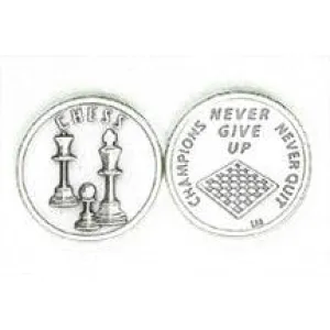 Sports Token with Chess- Never Give Up, Champions Never Quit.