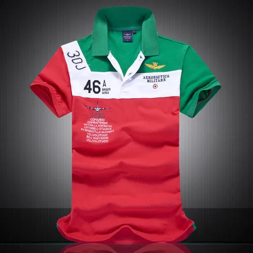 Summer wear color new men's top stitching embroidery cotton POLO shirt Cotton half sleeve loose large size T-shirt